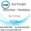 Shenzhen Port LCL Consolidação para Sandakan